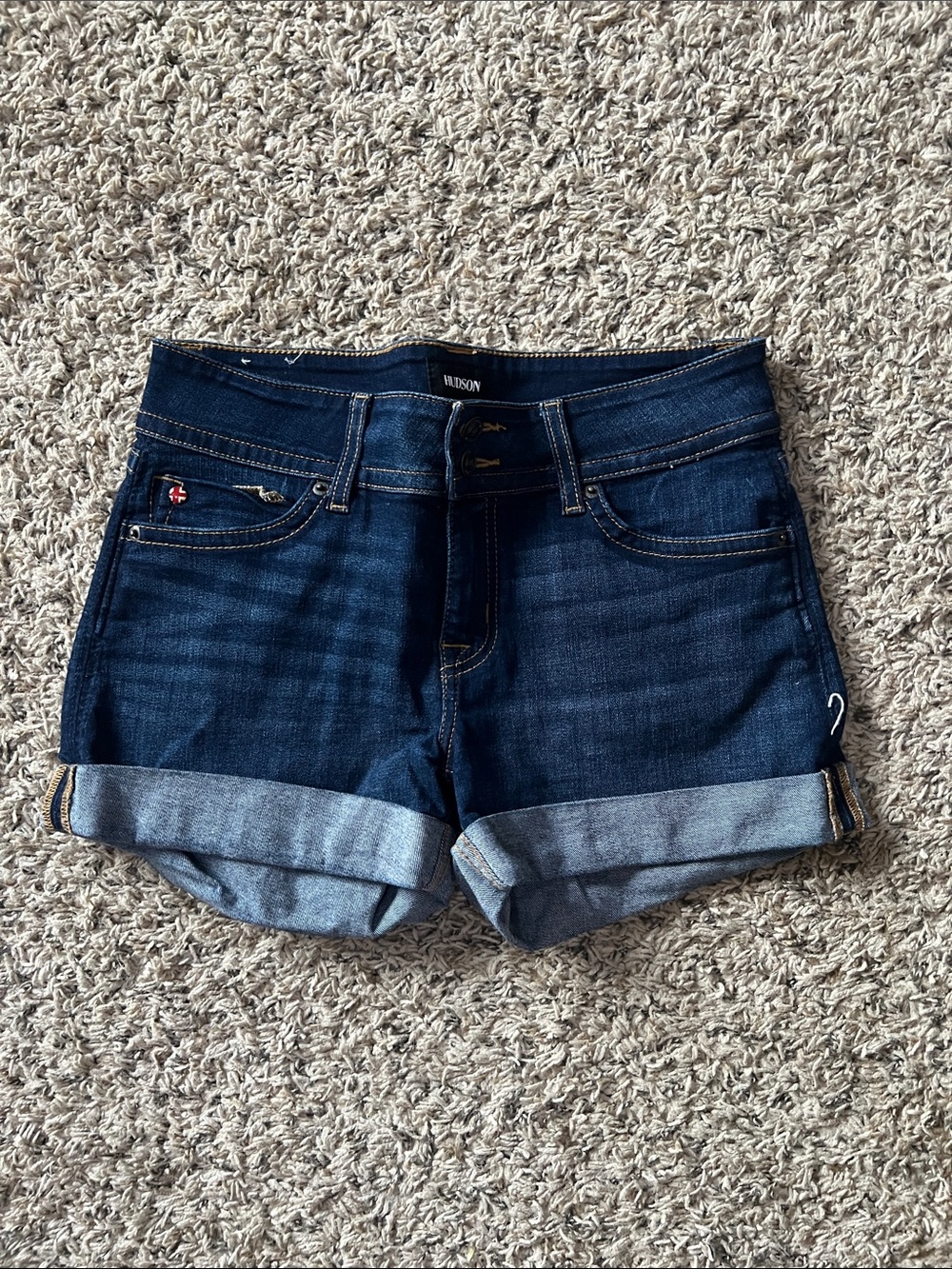Hudson Jeans Dark Indigo Cuffed Denim Shorts